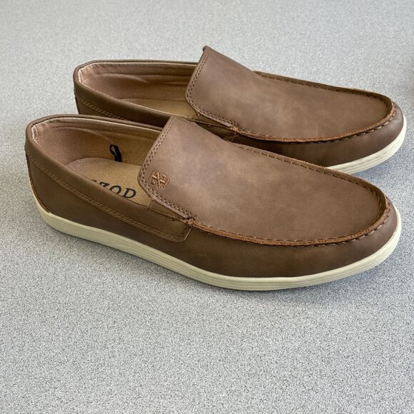 NEW Izod Seapoint Men's 11 Tan Slip-On Loafers Memory Foam Comfort Shoes - Picture 1 of 7